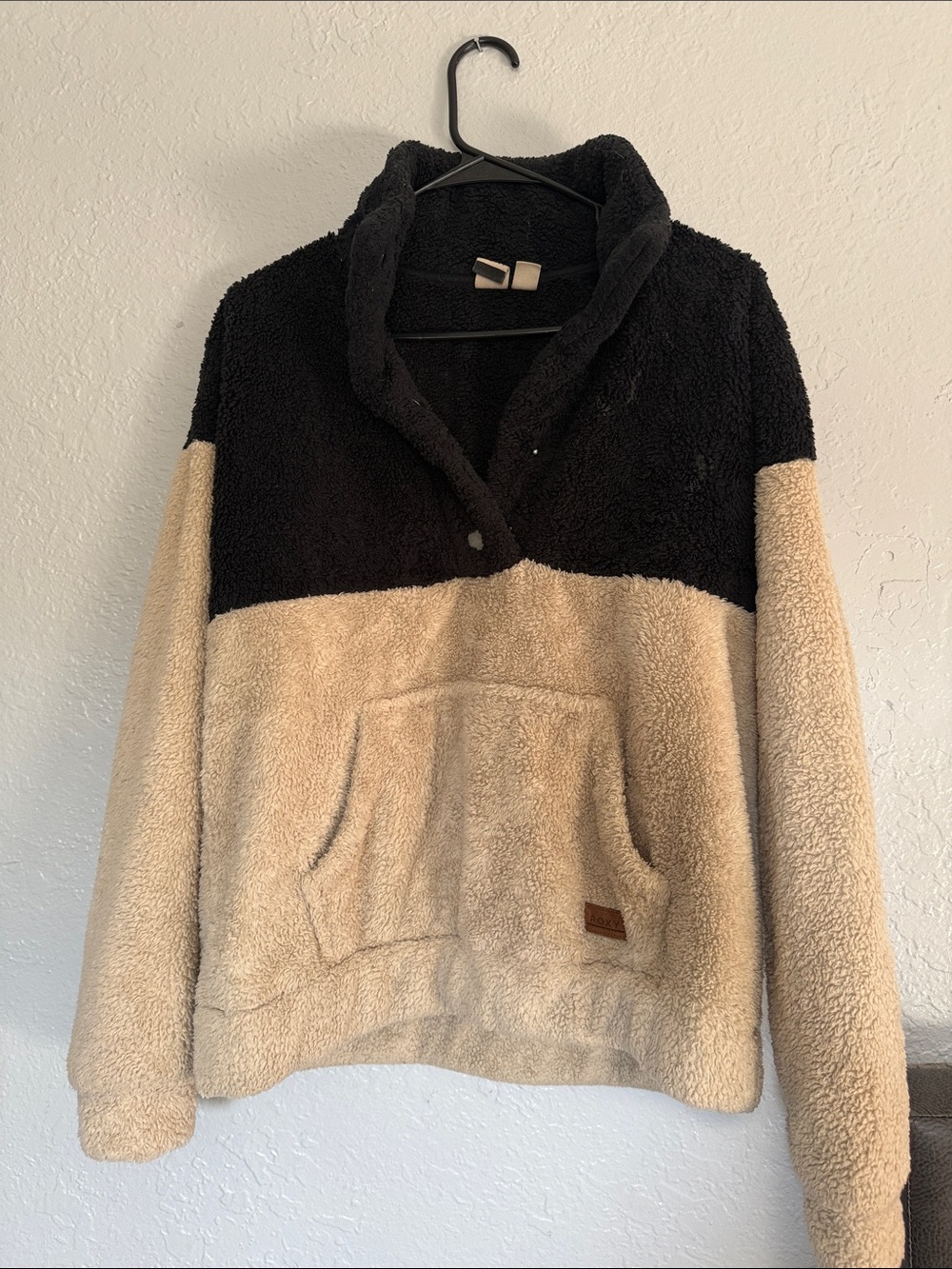 Roxy Two-Tone Teddy Jacket - Black & Cream